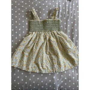 Gymboree Vintage 12-18 Months Yellow Floral Ruching 2000 Baby Girls Dress Y2K